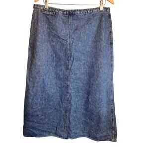 Vintage Woolrich Women's A-Line Blue Denim Maxi Skirt Split Back Size 16